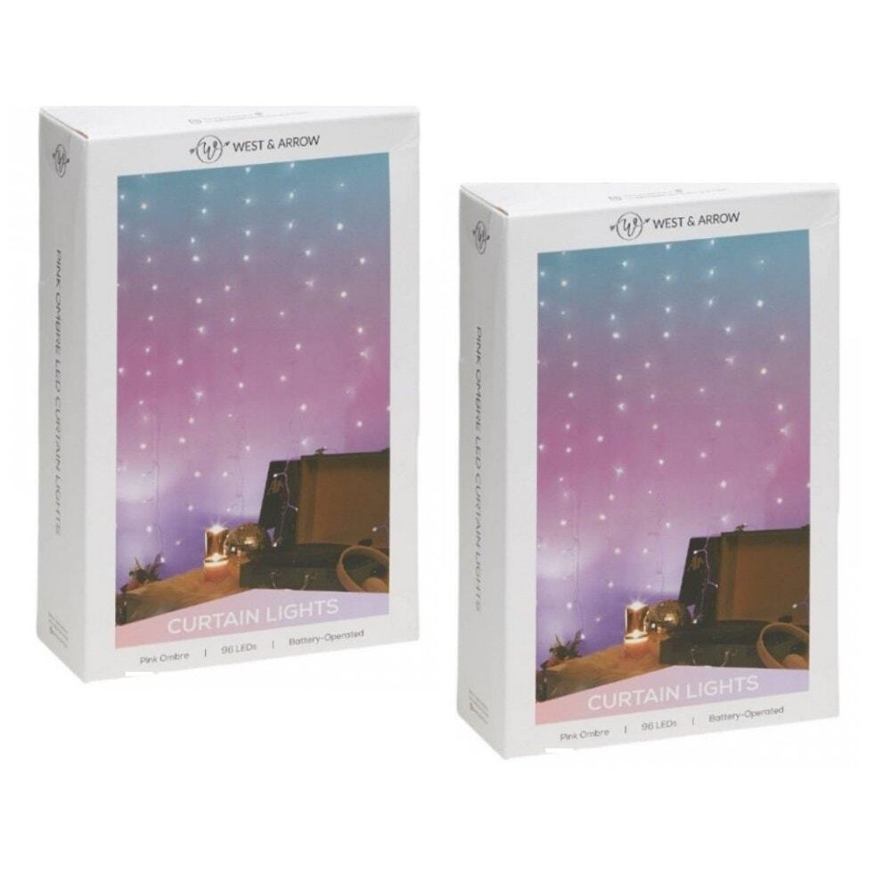 (2-PKS) LED Curtain String Light Mystical Good Vibes Pink Ombre - West & Arrow